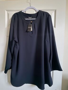 Lauren Ralph Lauren Navy Long Sleeve Tunic Top-Size 3W-New with tag